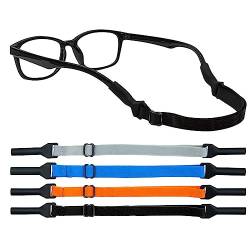 Leikedun 4 Stück Brillenband, Verstellbares Brillenband, Sportbrillenband Anti-Rutsch- Brillenbänder, Ohne Schwanz Brillenband für Herren Damen Kinder für Sportbrille Lesebrille Sonnenbrillenband von Leikedun