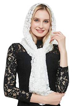 Wimpern Spitze Vintage Floral Spitze Schal Spitze Kapelle Schleier Mantilla Unendlichkeit Latin Mass S04, Pfingstrose-Elfenbein, Einheitsgröße von Leimandy