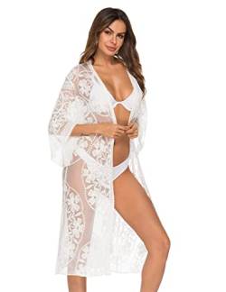 Leisofter Damen Crochet Kimono Cardigan Bikini Cover Up, Sommer Loose Lange Boho Bikini Cover Up, Leichte Frauen Beachwear Bedecken, Strandkleider von Leisofter