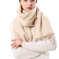 Leisofter Damen Langer Pashmina-Schal für alle Jahreszeiten, gewebt, superwarm, 200 x 70 cm Gr. 200 * 70 cm, WS012-Beige von Leisofter