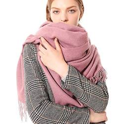 Leisofter Damen Langer Pashmina-Schal für alle Jahreszeiten, gewebt, superwarm, 200 x 70 cm Gr. 200 * 70 cm, WS012-Dark Pink von Leisofter