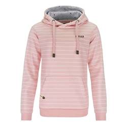 Leitfeuer Damen Sweathoody mit Wellen-Streifen - Weicher Pullover mit Kapuze Hoody Kapuzenpullover in Rose Größe S von Leitfeuer