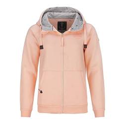 Leitfeuer Damen Sweatjacke mit Kapuze - Unifarbene Hoodie Kapuzenjacke mit Raglanärmeln in Apricot Größe L von Leitfeuer