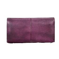 Lejdi Business-Geldbörsen, Damen-Geldklammern, Handtaschen aus echtem Leder, Geldbörsen, Geld-Organizer aus Rindsleder, Kartenetuis (Color : Purple) von Lejdi