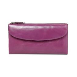 Lejdi Damen-Business-Geldbörsen, Leder-Blocking-Geldbörse, Handtaschen, Geld-Organizer, Lange Geldklammern, Kartenetuis (Color : Purple) von Lejdi