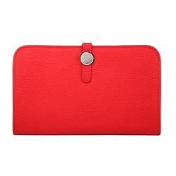 Lejdi Lange Geldscheinklammern for Damen, Rindsleder, Business-Geldbörsen, echtes Leder, Block-Geldbörse, Kartenetuis, Geldbörse (Color : Red) von Lejdi