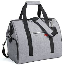 Lekesky Kleine Reisetasche Weekender Damen, Sporttasche mit Schuhfach, Großes Öffnungsdesign, 33L für Kurze Reisen, Airline, Krankenhaus, Strand (Grau) von Lekesky