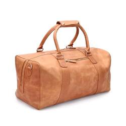 Lelusso Leder Weekender 'Geneva' Kollektion - Reisetasche Herren, braunes Leder, 50l Volumen von Lelusso