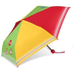 Lemasi Kinder Regenschirm Taschenschirm Schultaschenschirm mit Reflektorstreifen extra leicht, kompakt, stabil, reflektierend (Bunt) von Lemasi