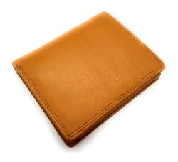 Lemasi echt Leder Geldbörse Portemonnaie Geldbeutel aus weichem Rindleder 9 Kartenfächer Doppelnaht Innenriegel (Orange) von Lemasi
