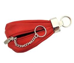 Lemasi echt Leder Reißverschluss Schlüsseletui Schlüsselgarage Schlüsseltasche (Rot) von Lemasi