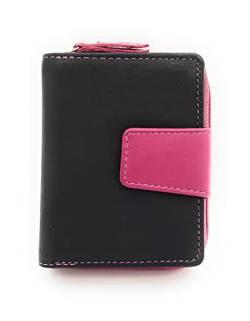 kleine echt Leder Damen Geldbörse Portemonnaie mit RFID Schutz softes Rindleder mit Außenriegel (Pink) von Lemasi
