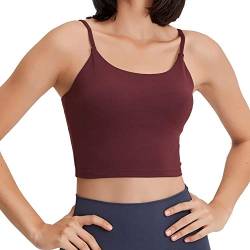 Lemedy Damen Gepolsterter Sport-BH Fitness Workout Laufen Shirts Yoga Tank Top, Burgunder, small von Lemedy