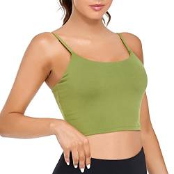 Lemedy Damen Gepolsterter Sport-BH Fitness Workout Laufen Shirts Yoga Tank Top, Grass Green, small von Lemedy
