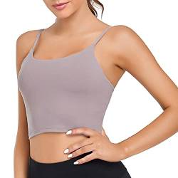 Lemedy Damen Gepolsterter Sport-BH Fitness Workout Laufen Shirts Yoga Tank Top, Lavendelgrau, Medium von Lemedy