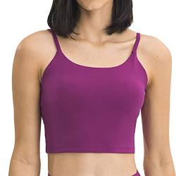 Lemedy Damen Gepolsterter Sport-BH Fitness Workout Laufen Shirts Yoga Tank Top, Rot-Violett, Large von Lemedy