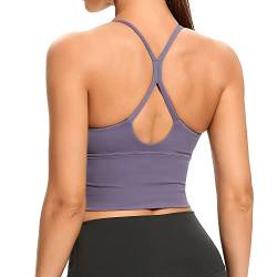 Lemedy Damen-Sport-BHs, lange Träger, gepolstert, für Workout, Yoga, Laufen, bauchfreies Tanktop, violett, Medium von Lemedy