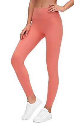 Lemedy Damen hohe Taille Tight Yoga Pants Workout sportliche Leggings (Koralle, M) von Lemedy