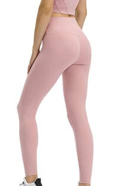 Lemedy Damen hohe Taille Tight Yoga Pants Workout sportliche Leggings (Rosa, L) von Lemedy