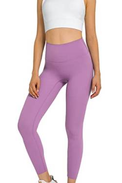 Lemedy Damen hohe Taille Tight Yoga Pants Workout sportliche Leggings (Violett, L) von Lemedy