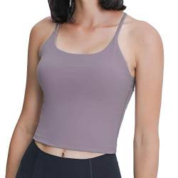 Lemedy Trägershirt für Damen mit integriertem BH, Workout-Yoga-Shirts - Grau - Klein von Lemedy