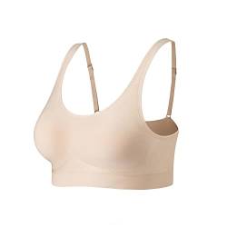 Lemef Damen BH Ohne Bügel Bügelloser BH Bustier Gepolstert Wohlfühl-BH 1*Beige, 3XL von Lemef