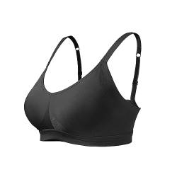 Lemef Damen BH Ohne Bügel Bügelloser Unterarmglättung T-Shirt BH Bustier Gepolstert Wohlfühl-BH, Schwarz, 2XL von Lemef