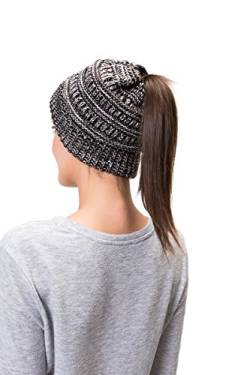 Lemef Damen Wintermütze Mütze Beanie Hat Cap Gestrickte mit Zopfloch Pferdeschwanz von Lemef