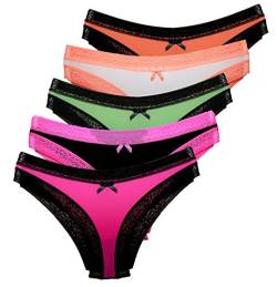 Lemila Mikrofaser Slip 5er Pack, Größe 36 (S), Farbe je 1x pink, schwarz, grün, Weiss, orange von Lemila