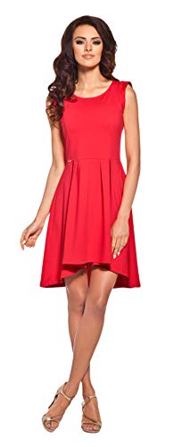 Lemoniade Damen Sommerkleid mit ausgefallenem Schnitt Made in EU, Modell 1 Rot, Gr. L (40) von Lemoniade