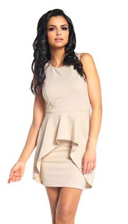 Lemoniade Damen kurzes Sommerkleid Made in EU in elegantem Design und in vielen Farben, Modell 1 Beige, Gr. L (40) von Lemoniade