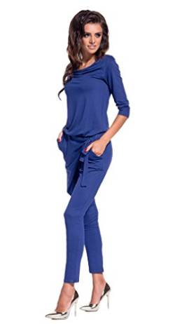 Lemoniade eleganter Jumpsuit mit 3/4-Ärmel und elegantem Wasserfallkragen, navy, Gr. L von Lemoniade