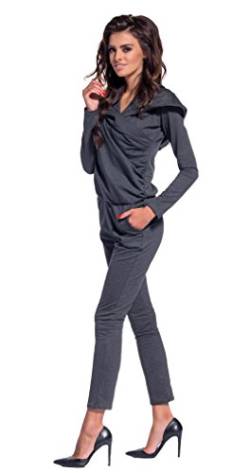 Lemoniade eleganter Jumpsuit mit langen Ärmeln, elegantem Schnitt und ausgefallenen Details (M (38), Modell 3 Dunkelgrau) von Lemoniade