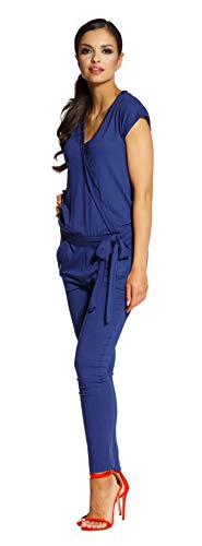 Lemoniade stylischer Jumpsuit Made in EU mit V-Ausschnitt und raffinierten Details, Navy Kurzarm, Gr. L (38/40) von Lemoniade