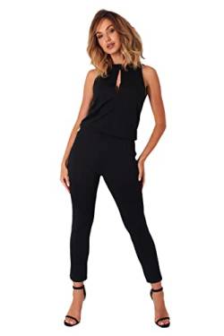 Lemoniade stylischer Jumpsuit Made in EU mit V-Ausschnitt und raffinierten Details (XL, Schwarz Neckholder) von Lemoniade