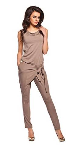 Lemoniade stylischer Jumpsuit ohne Ärmel mit elegantem Wasserfallkragen, cappuccino, Gr. L von Lemoniade