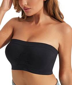 Lemorosy Damen Bralette Nahtloser Ungepolstert Bandeau Bügel Multiway BH(Schwarz S) von Lemorosy