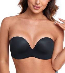 Lemorosy Damen Push Up Trägerloser BH Komfort Bügellos Flügeldesign(Schwarz,80A) von Lemorosy