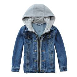 Unisex Kinder Jacke Denim Mantel Jungen Mädchen Lässige Kapuzen Jeansjacke Langarm Reißverschluss Top Kleidung Outwear (Blau, 130) von Lengender