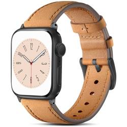 Lenrao Kompatibel mit Apple Watch-Armbändern für Damen, Apple Watch-Armbänder 44 mm, 45 mm, 42 mm, 49 mm, für Damen, gelbes Echtleder-Armband für iWatch-Armbänder der Apple Watch Serie von Lenrao