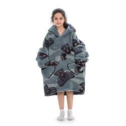 Lenugeo Blanket Hoodie Decke Große Kinder, Tragbare Kuscheldecke mit Ärmeln und Kapuze, Oversize Decken Pullover Kuschel Pulli, Übergroße Kuschelpullover Für Mädchen Jungen 7-14 Jahren von Lenugeo