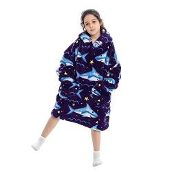 Lenugeo Blanket Hoodie Decke Große Kinder, Tragbare Kuscheldecke mit Ärmeln und Kapuze, Oversize Decken Pullover Kuschel Pulli, Übergroße Kuschelpullover Für Mädchen Jungen 7-14 Jahren von Lenugeo