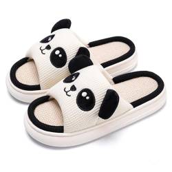 Lenugeo Panda-Hausschuhe Damen Herren，Kawaii Panda Rutschfeste Linen Slippers, Niedliche Kuschelige Stumme Haus Slides | Panda 36-37 EU von Lenugeo