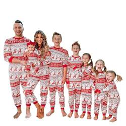 Lenugeo Weihnachts Matching Pyjamas 2er Set, Familie Couple Partner Paare Weihnachten Schlafanzug, Christmas Homewear Rentier Weihnachtspyjama Weihnachtsoutfit | Für Babys, Rot und Weiß (A) von Lenugeo