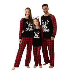 Lenugeo Weihnachts Matching Pyjamas 2er Set, Familie Couple Partner Paare Weihnachten Schlafanzug, Christmas Homewear Rentier Weihnachtspyjama Weihnachtsoutfit | Für Herren, Schwarz (A) von Lenugeo