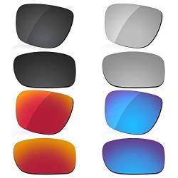 LenzReborn Polarisierte Linse Ersatz für Oakley Fuel Cell OO9096 Sonnenbrille – mehr Optionen Gr. Einheitsgröße, Dunkelschwarz + Silbernes Titan + Feuerrot + Eisblau von LenzReborn