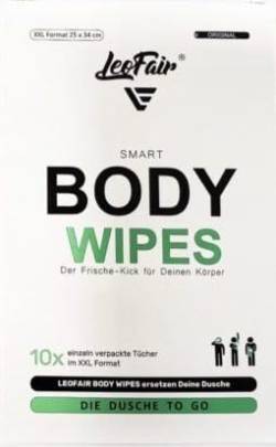 LeoFair - Body Wipes 10 Stück - Frischetücher für den Körper - XXL Feuchttücher - für Sport, Reise und Alltag von LeoFair