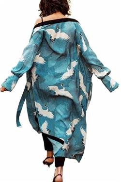 LeofL Damen Strand-Cardigan Morgenmantel Nachthemd Yukata Kimono Badeanzug Cover Ups, K Multi Japan Color 9, One size von LeofL