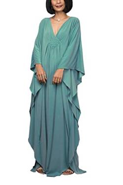 LeofL Kaftan Dressing Lose Kleid Abendkleid Nachthemd Maxikleider Langes Kleid, bule, Einheitsgröße von LeofL