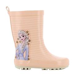 DISNEY FROZEN Gummistiefel Mädchen von 1 bis 6 Jahre, Ungefütterte Warme Regenstiefel mit Anna und Elsa Motiv 24 EU, Hohe Wasserdichte Regenschuhe für Kinder, Bequemer Eiskönigin Kinderschuhe, Rosa von Leomil